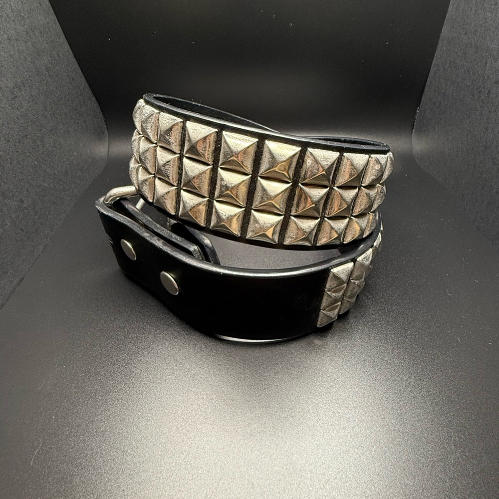 Studded Black Leather Belt